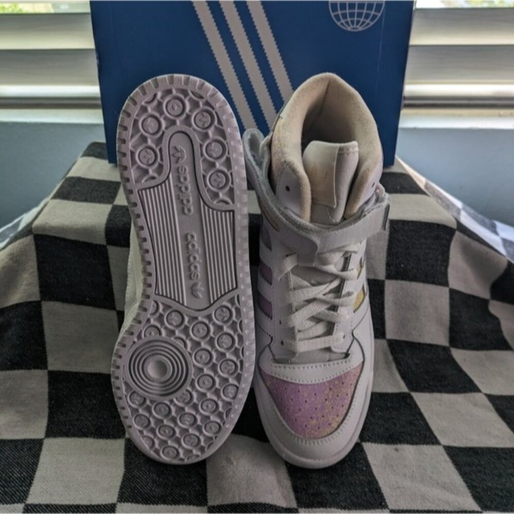 Adidas Women's Forum Mid Originals White Yellow Pink HP3013 Strap Pastel 032026 - Picture 3 of 14